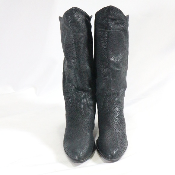 BOOTALINOS Black Grain Leather Pull On Boots Sz 9 US Women - Picture 4 of 8